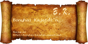 Bonyhai Kajetán névjegykártya